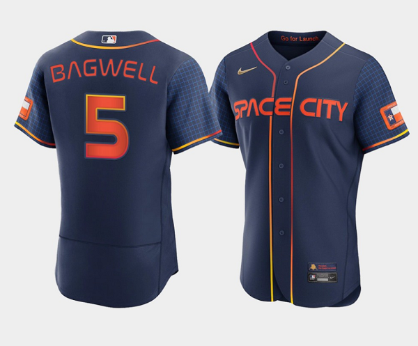 Men's Houston Astros #5 Jeff Bagwell 2022 Navy City Connect Flex Base Stitched Baseball Jersey